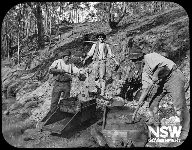 'Early gold cradling, Bathurst', Historic Photographs Collection of the Geological Survey branch of the former department of Mineral Resources, now NSW Resources & Energy Division, NSW Trade & Investment