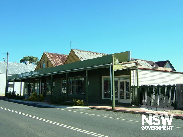 The Wing Hing Long Store viewed from the north-east; note the two distinct roofs for the various sections of the shop.