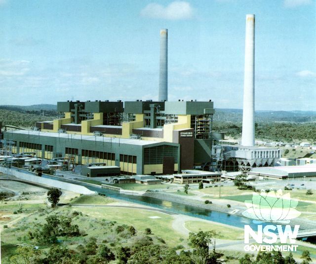 Aerial photograph of Eraring Power Station, reproduced from an Elcom pamphlet c1990.
