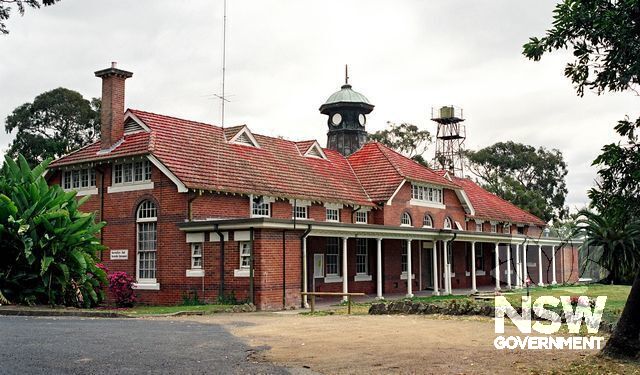 The Morisset Hospital Recreation Hall, viewed from the south-east. (Doring Neg.405.29)