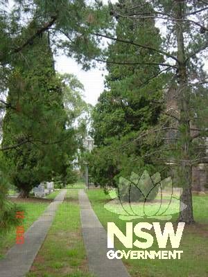 Church of the Holy Innocents-entrance flanked by 2 Italian Cypress
