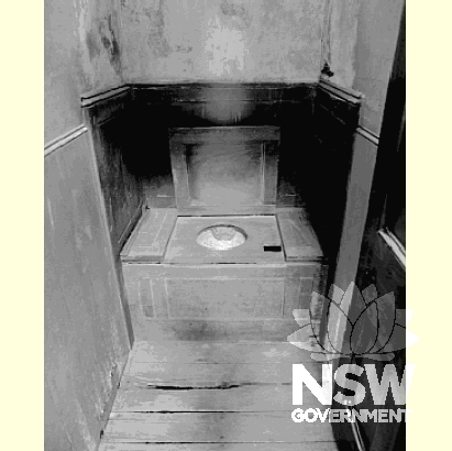 View of internal toilet.  It is the earliest known surviving example in Australia of a house design generated in part by considerations of an integrated sanitary plumbing system.
