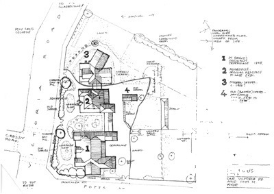 1987 Sketch map of the Squireville site prepared by the NSW National Trust. Source: National Trust listing form