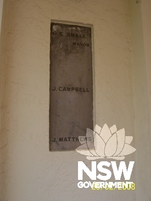 Plaque on internal wall, listing the  Mayors of the Marsfield/Eastwood Council area