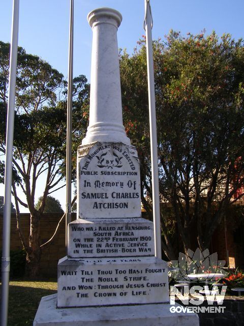 Boer War Memorial and restored finial (south elevation).
