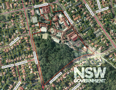 Site of Ryde Hospital (outlined in red).