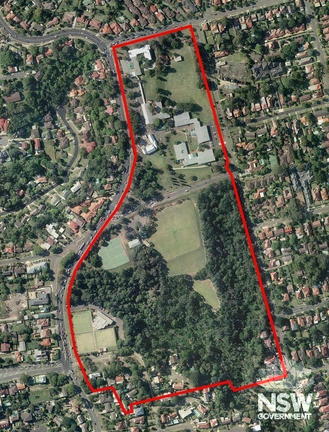 Satellite photo of Brush Farm Park Heritage Conservation Area 1 Source: NSW Lands Dept Six Viewer