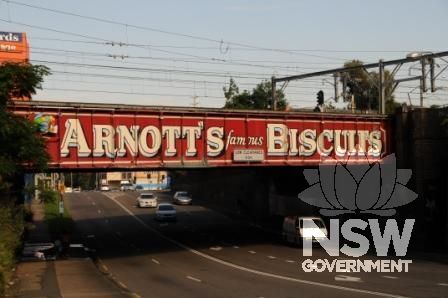 Railway Bridge with Arnotts' sign from east