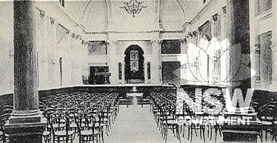 Recreation Hall of the main building complex. (Mitchell Library, Sydney).