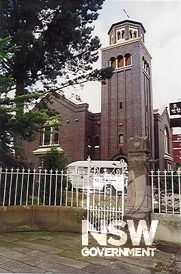 Wesley Uniting Church viewed from Concord Road. The fence and gate remain from the Thornleigh House estate.