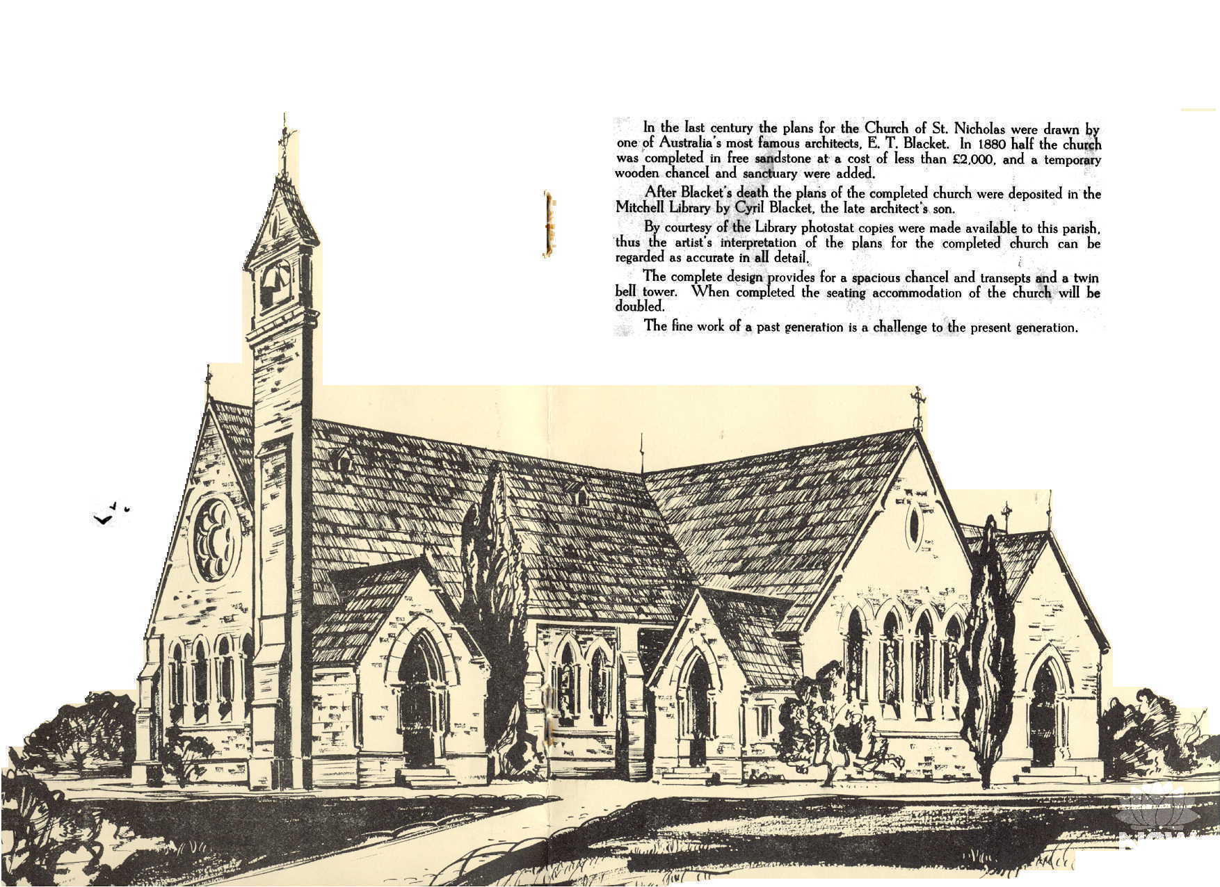 St Nicholas' Church drawing from original plans