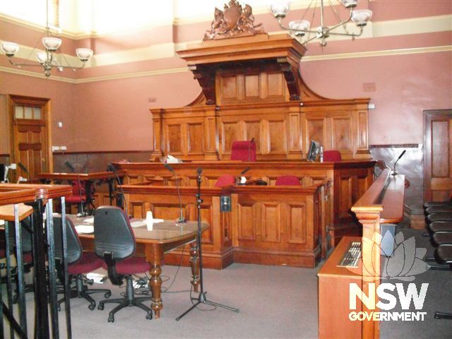 The courtroom of Parkes Courthouse.