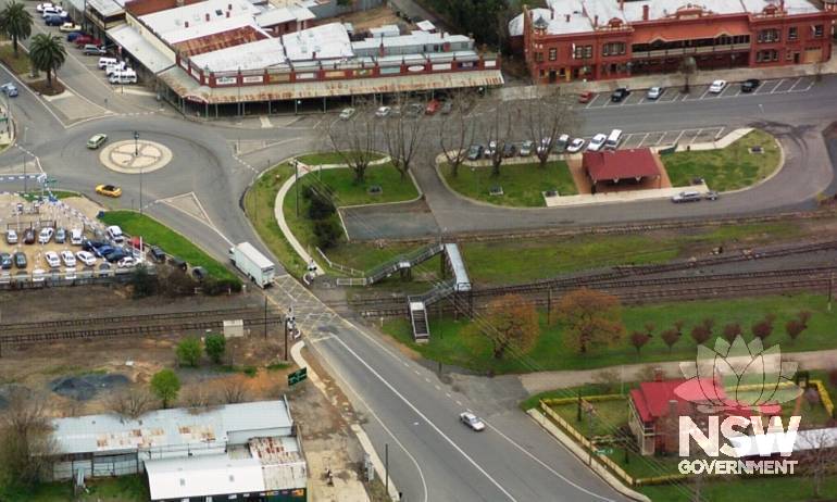 Aerial view of Culcairn showing footbridge