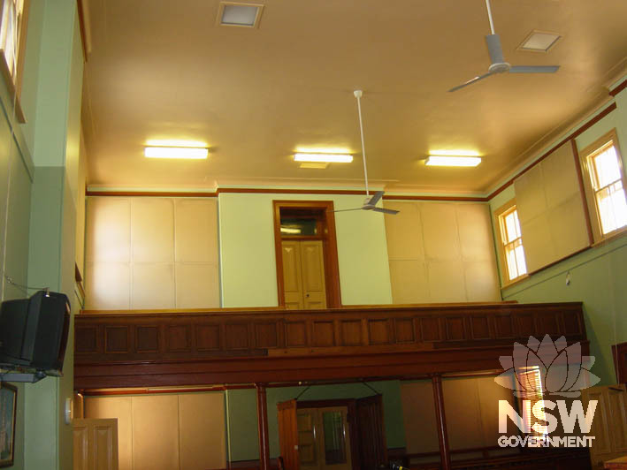 Courtroom and gallery of Inverell Courthouse.