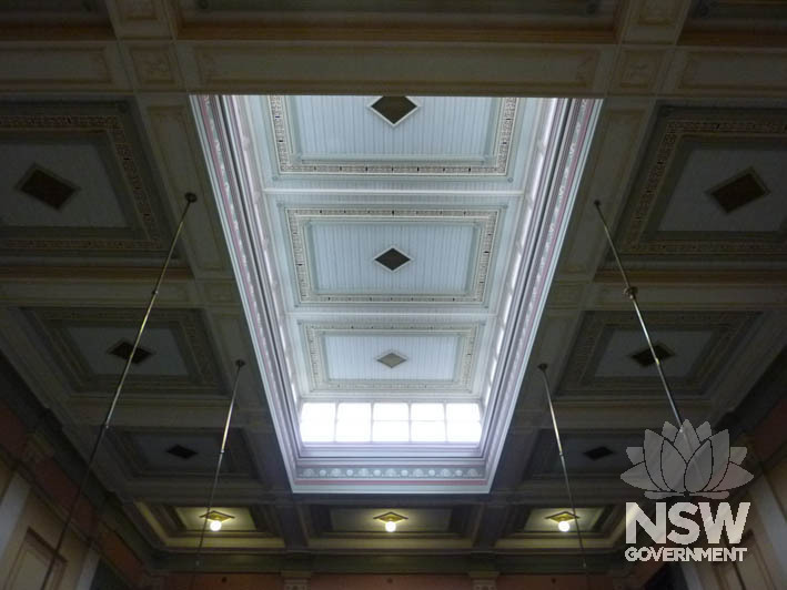 The ceiling of Court 3, Darlinghurst Courthouse.