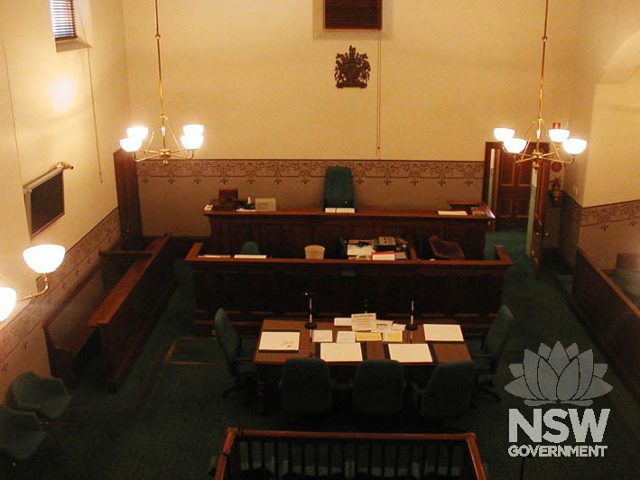The courtroom of Cowra Courthouse.
