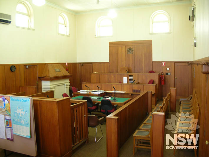 Courtroom of Gundagai Courthouse.
