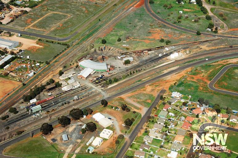 Aerial view of Parkes railway precinct
