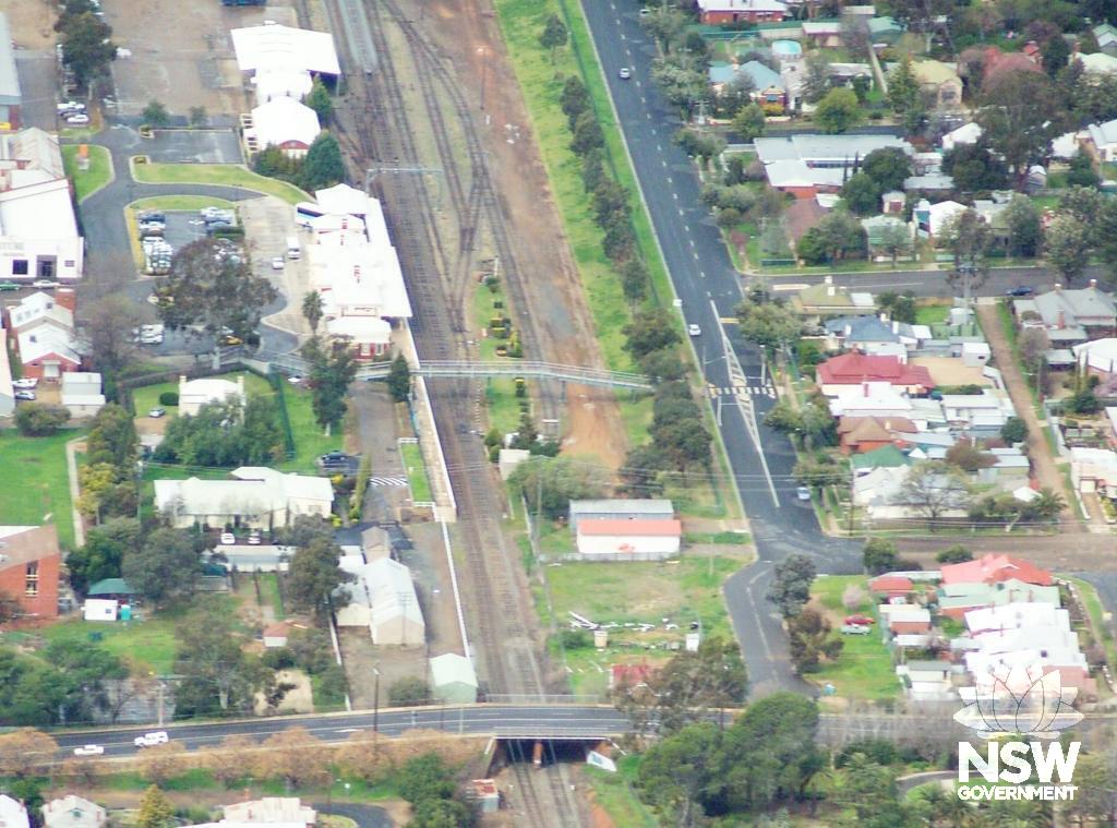 Aerial view of Wagga Wagga railway precinct