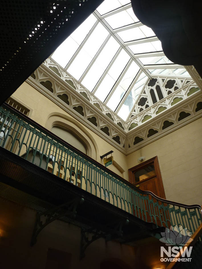 The atrium with cast iron staircase within the Old Registry Office.