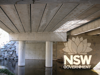 View under widening with prestressed concrete planks