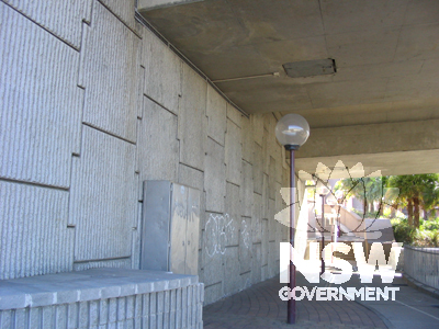 Western abutment showing reinforced earth abutment wall and pedestrian and cyclist accessways