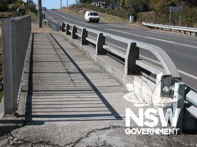 View of footway looking east. Note rails and guardrails are aluminium