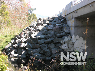 Rock protection works adjacent to western abutment widening