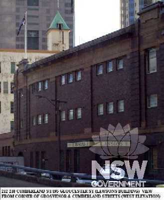 212-218 Cumberland Street/195 Gloucester Street (Lawsons Building) View from corner of Grosvenor and Cumberland Streets (West Elevation) 1997