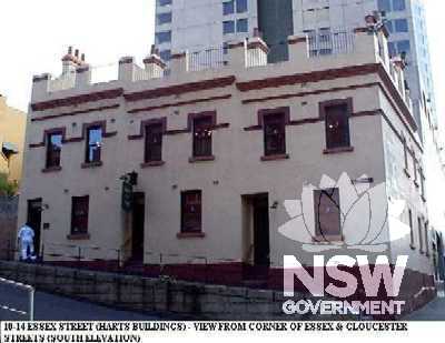 10-14 Essex Street (Harts Buildings) view from corner of Essex and Gloucester Streets (East Elevation) 1997