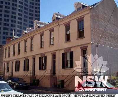 Jobbin's Terrace, part of Longs Lane group, view from Gloucester Street 1997