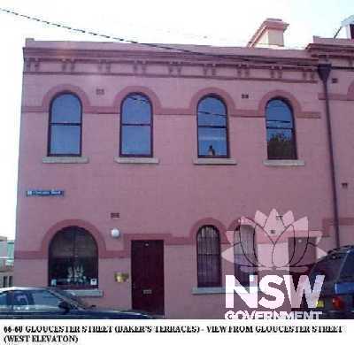 66-68 Gloucester Street (Baker's Terraces), view from Gloucester Street (west elevation) 1997