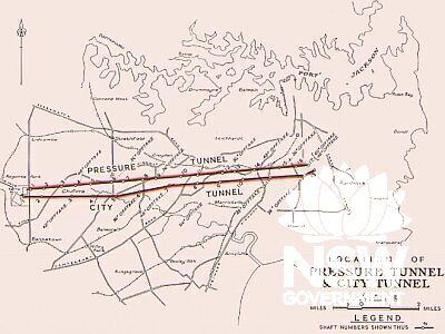 Location of Pressure Tunnel  Created By: W.V Aird -  The Water Supply, Sewerage and Drainage of Sydney 