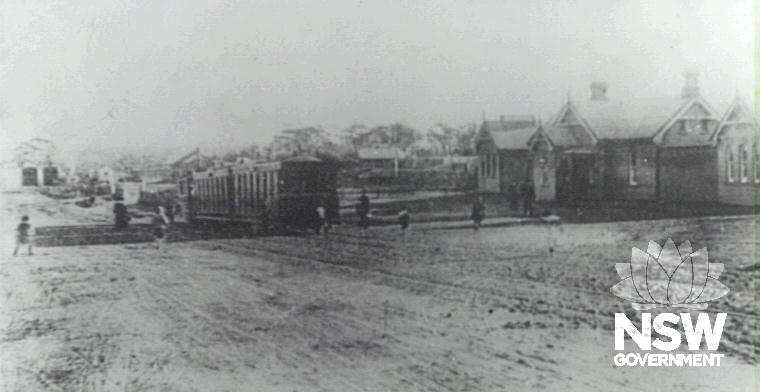 Sutherland Station, Tram Outside Station, 1911.