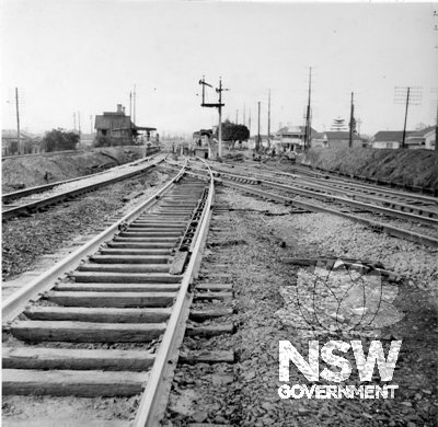 Adamstown Railway Station - looking south, with Belmont branch junction. c.1951