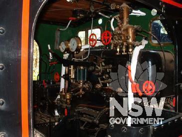 View of cab of Steam Locomotive 2029.