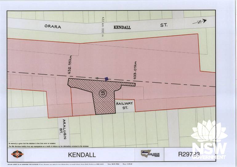 Kendall Railway Station Group Plan (Note: No warranty is given that this plan is free from error or omission. RailCorp disclaims liability from any consequences as a result of reliance on the information contained in the plan.)