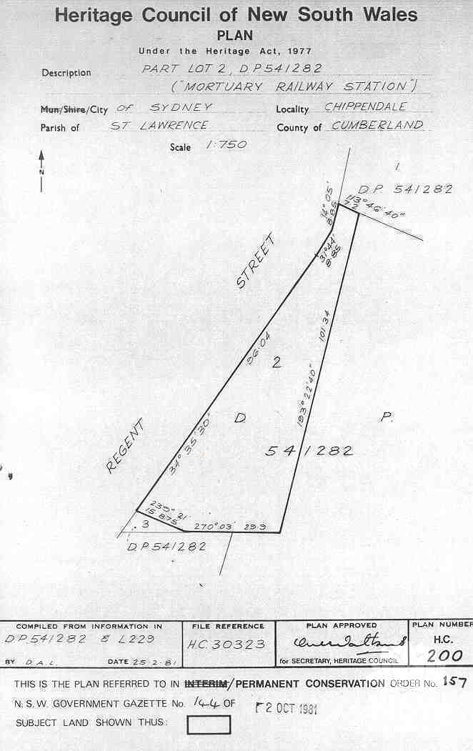Mortuary Railway Station and Gardens - State Heritage Register listing boundary