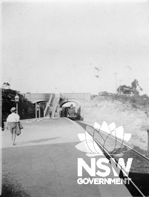 Turramurra Railway Station (c.1915). View towards former brick arched overbridge