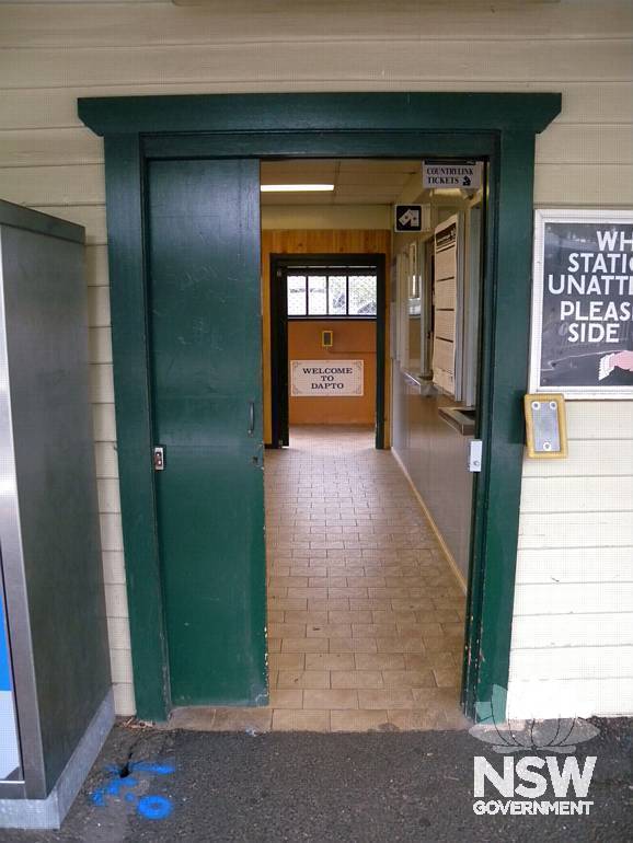 Dapto Railway Station - waiting area doorway to main platform building