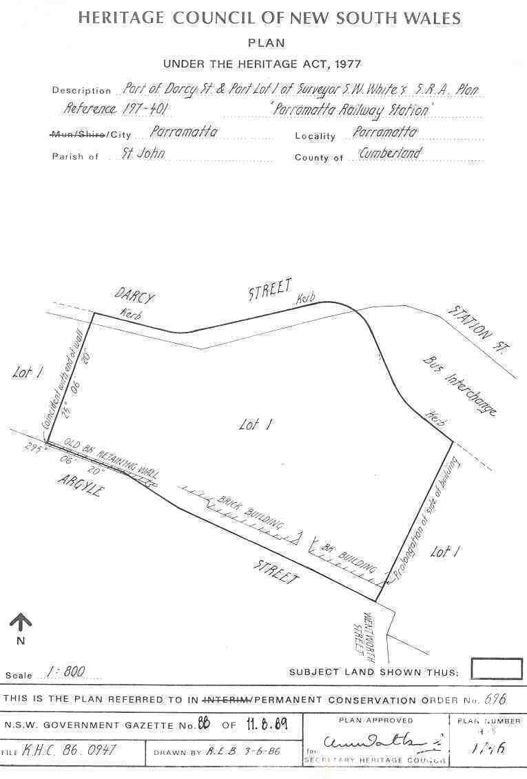 Parramatta Railway Station Group - State Heritage Register listing boundary