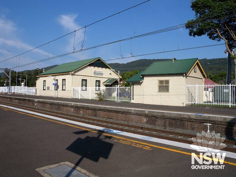 Thirroul Railway Station - Railway Institute Building and adjacent weatherboard building - east elevations - from south end of Platform 2/3