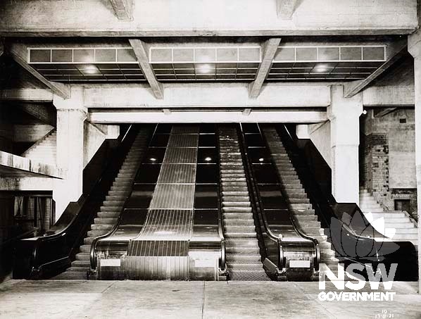 The three original escalators as installed.