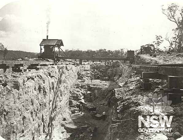 Glenbrook railway deviation during construction, 1912.