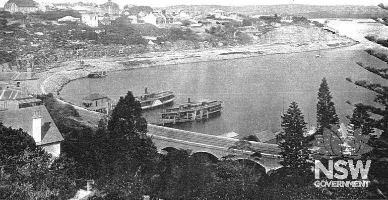1893 photograph showing the newly completed viaduct and Milsons Point extension line.
