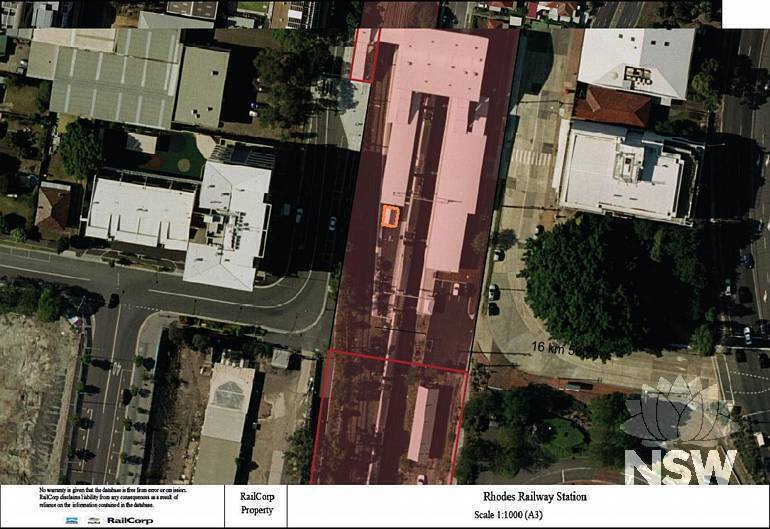 Rhodes Railway Station Building Curtilage Plan (Note: No warranty is given that this plan is free from error or omission. RailCorp disclaims liability from any consequences as a result of reliance on the information contained in the plan.)