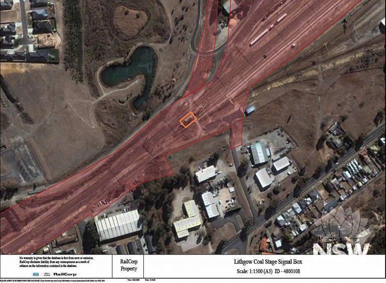 Lithgow Coal Stage Signal Box Curtilage Plan (Note: No warranty is given that this plan is free from error or omission. RailCorp disclaims liability from any consequences as a result of reliance on the information contained in the plan.)