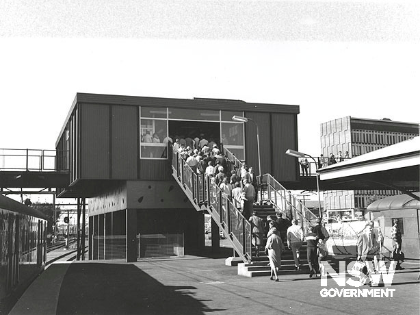 Campbelltown Station, new overhead booking offive 1960s.