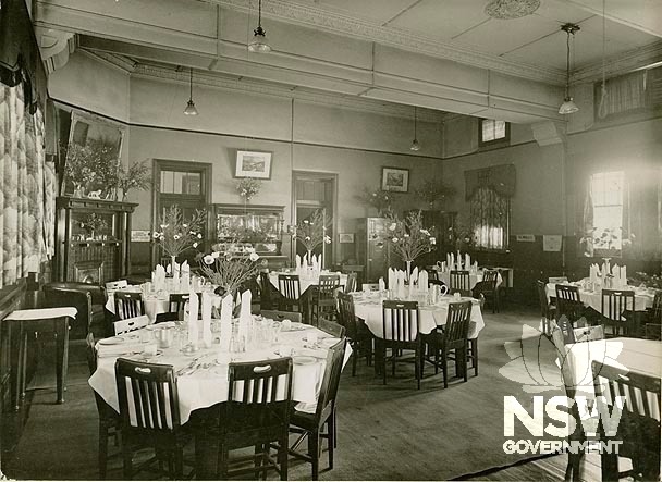 Muswellbrook Railway Refreshment Room- dining room, 1935.