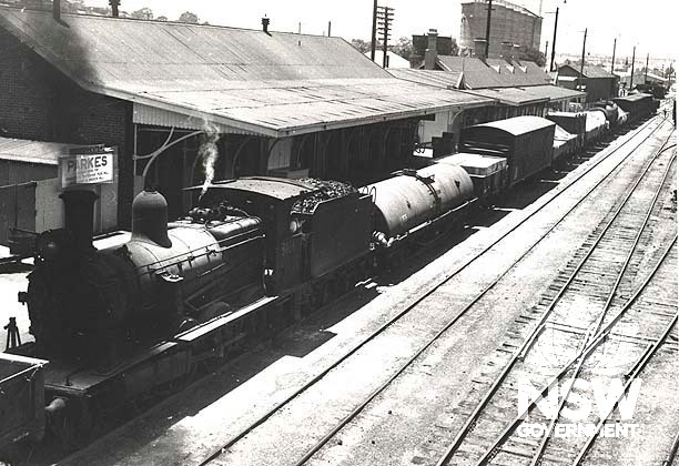 Parkes Railway Station- view from track side, 1950